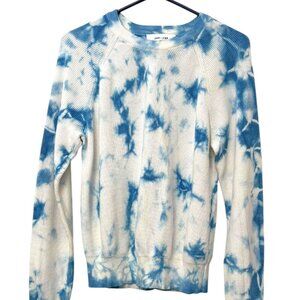 JOHN + JENN Bonita Tie Dye Pullover NWOT Blue White Crew Neck Sz XS Long Sleeves